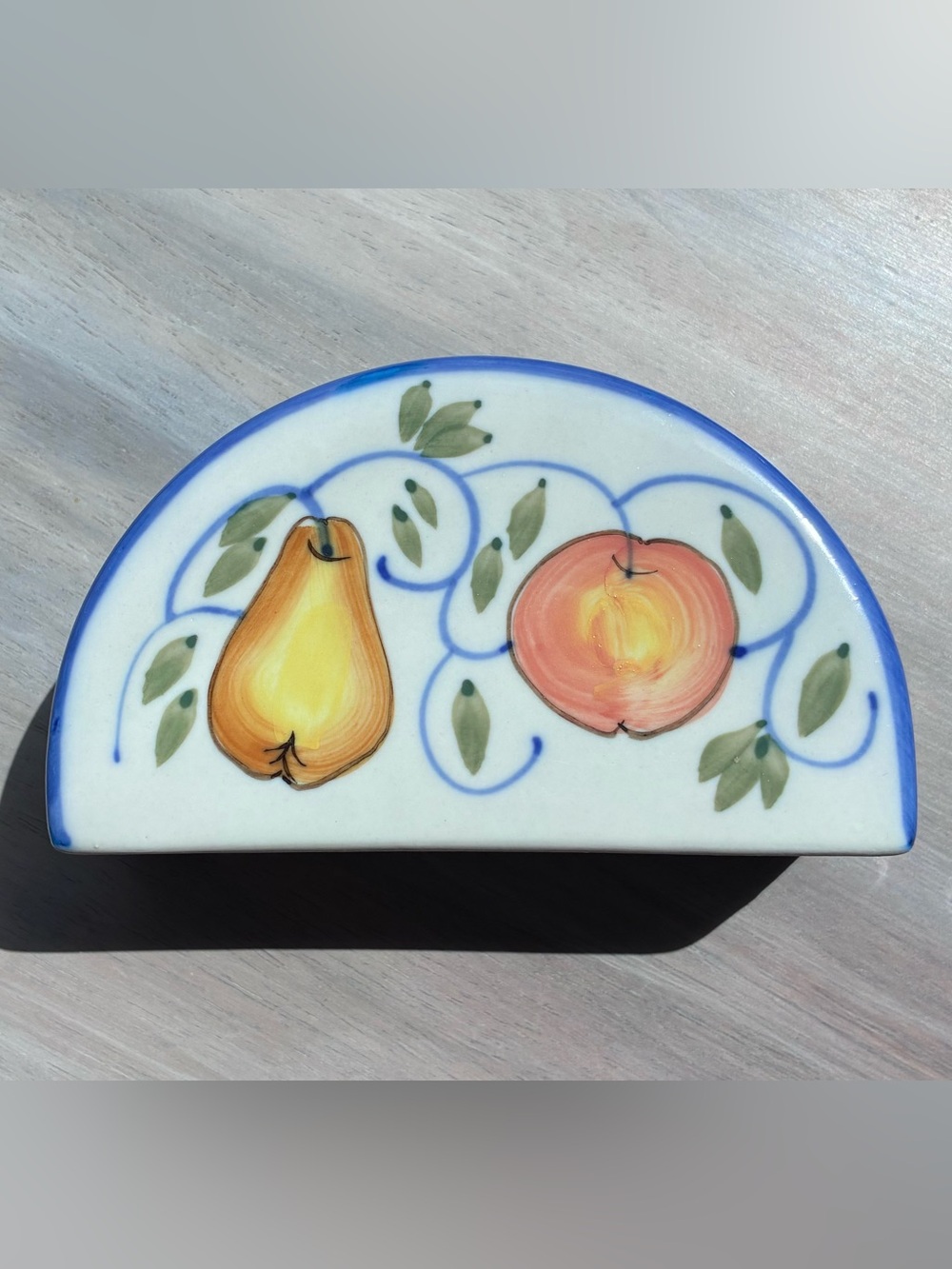 Italian Pottery Hand-Painted Ceramic Napkin Holder